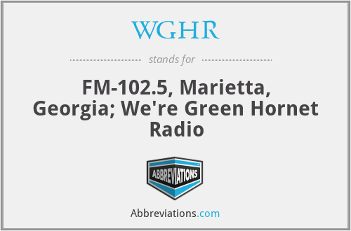 WGHR - FM-102.5, Marietta, Georgia; We're Green Hornet Radio
