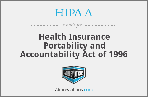 HIPAA - Health Insurance Portability and Accountability Act of 1996