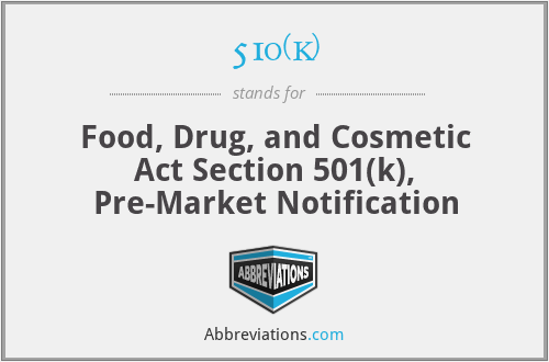 510(k) - Food, Drug, and Cosmetic Act Section 501(k), Pre-Market Notification