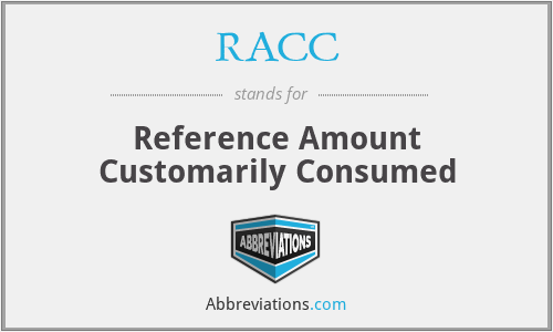 RACC - Reference Amount Customarily Consumed