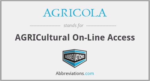 AGRICOLA - AGRICultural On-Line Access