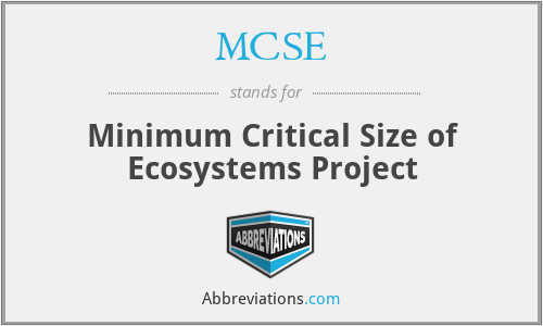 MCSE - Minimum Critical Size of Ecosystems Project