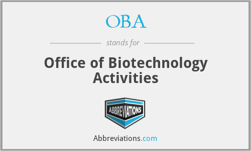 OBA - Office of Biotechnology Activities