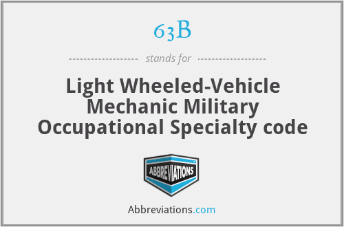 63B - Light Wheeled-Vehicle Mechanic Military Occupational Specialty code