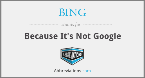 BING - Because It's Not Google