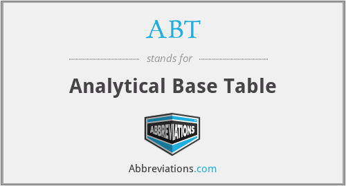 ABT - Analytical Base Table