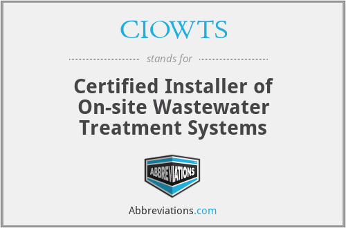 CIOWTS - Certified Installer of On-site Wastewater Treatment Systems