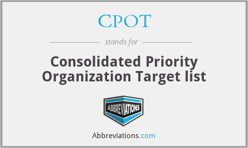 CPOT - Consolidated Priority Organization Target list