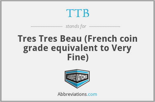 TTB - Tres Tres Beau (French coin grade equivalent to Very Fine)