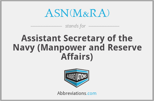 ASN(M&RA) - Assistant Secretary of the Navy (Manpower and Reserve Affairs)