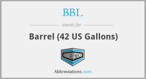 BBL - Barrel (42 US Gallons)