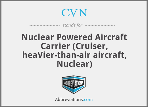 CVN - Nuclear Powered Aircraft Carrier (Cruiser, heaVier-than-air aircraft, Nuclear)