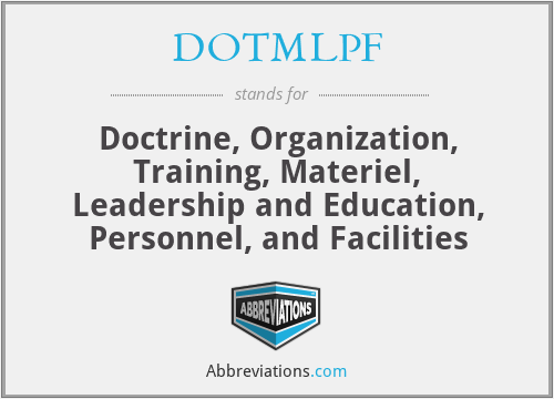 DOTMLPF - Doctrine, Organization, Training, Materiel, Leadership and Education, Personnel, and Facilities