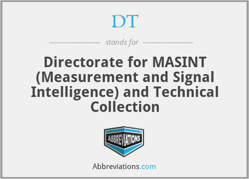 DT - Directorate for MASINT (Measurement and Signal Intelligence) and Technical Collection