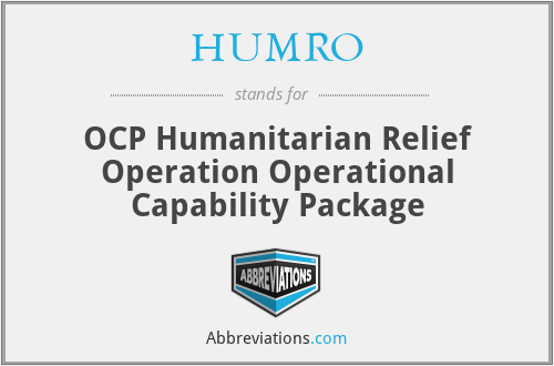 HUMRO - OCP Humanitarian Relief Operation Operational Capability Package
