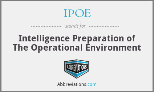 IPOE - Intelligence Preparation of The Operational Environment