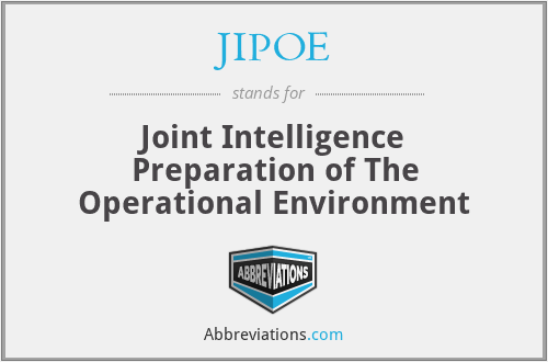 JIPOE - Joint Intelligence Preparation of The Operational Environment
