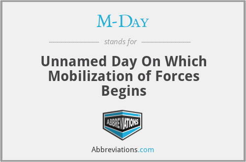 M-Day - Unnamed Day On Which Mobilization of Forces Begins