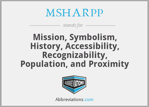 MSHARPP - Mission, Symbolism, History, Accessibility, Recognizability, Population, and Proximity