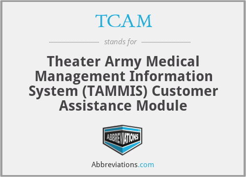 TCAM - Theater Army Medical Management Information System (TAMMIS) Customer Assistance Module