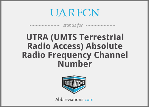 UARFCN - UTRA (UMTS Terrestrial Radio Access) Absolute Radio Frequency Channel Number