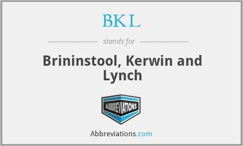 BKL - Brininstool, Kerwin and Lynch