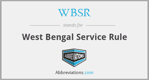 WBSR - West Bengal Service Rule