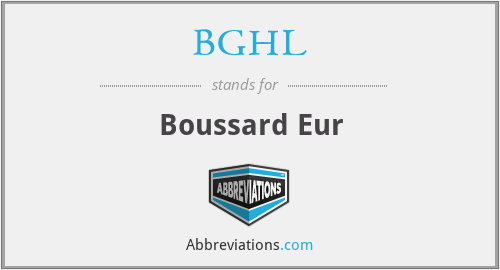 BGHL - Boussard Eur
