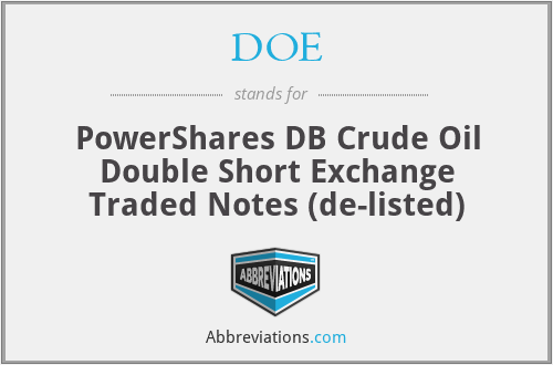 DOE - PowerShares DB Crude Oil Double Short Exchange Traded Notes (de-listed)