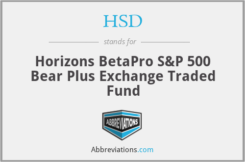 HSD - Horizons BetaPro S&P 500 Bear Plus Exchange Traded Fund