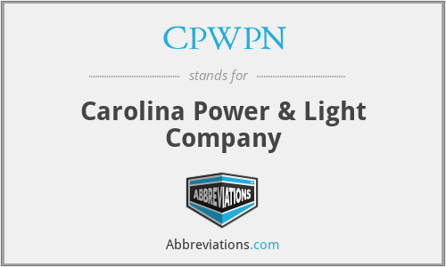 CPWPN - Carolina Power & Light Company