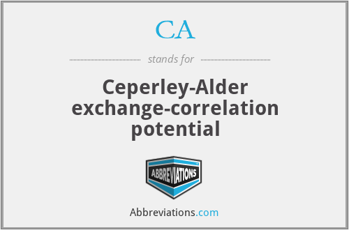 CA - Ceperley-Alder exchange-correlation potential