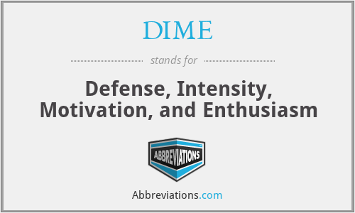 DIME - Defense, Intensity, Motivation, and Enthusiasm