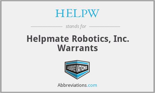 HELPW - Helpmate Robotics, Inc. Warrants