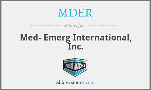 MDER - Med- Emerg International, Inc.
