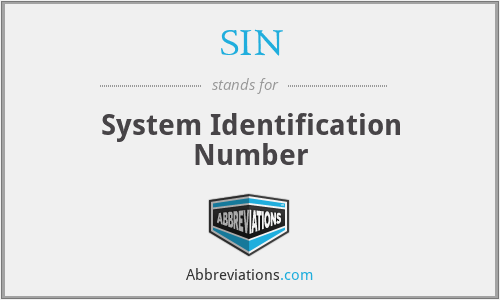 SIN - System Identification Number